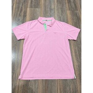 Cotton Traders Mens 2XL Pink Pique Polo Shirt Short Sleeve Mint Trim Embroidered
